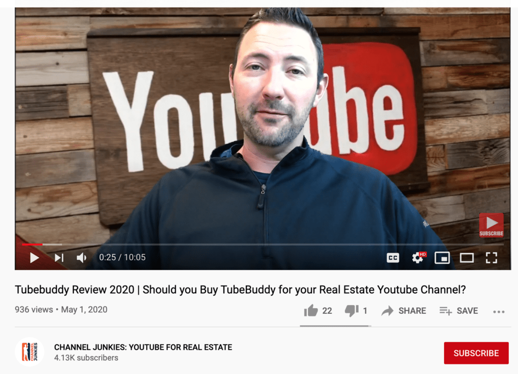 2020年Tubebuddy評論的youtube頁麵截圖,在youtube上賺錢