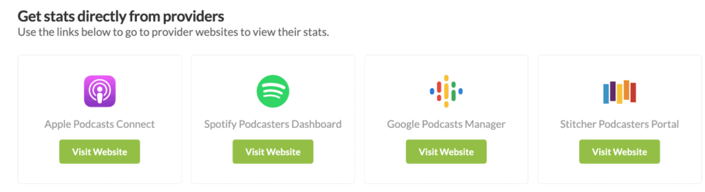 在這裏，你可以訪問關於你所選擇的podcast共享目錄的統計信息