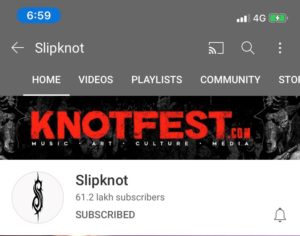 Knotfest在移動設備上展示的橫幅圖像，黑色背景上的紅色文本。