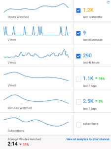 VidlQ在過去12個月內顯示黃色手表時間數據。一旦達到4000小時，這會變成綠色，表明您已達到了貨幣化標準。