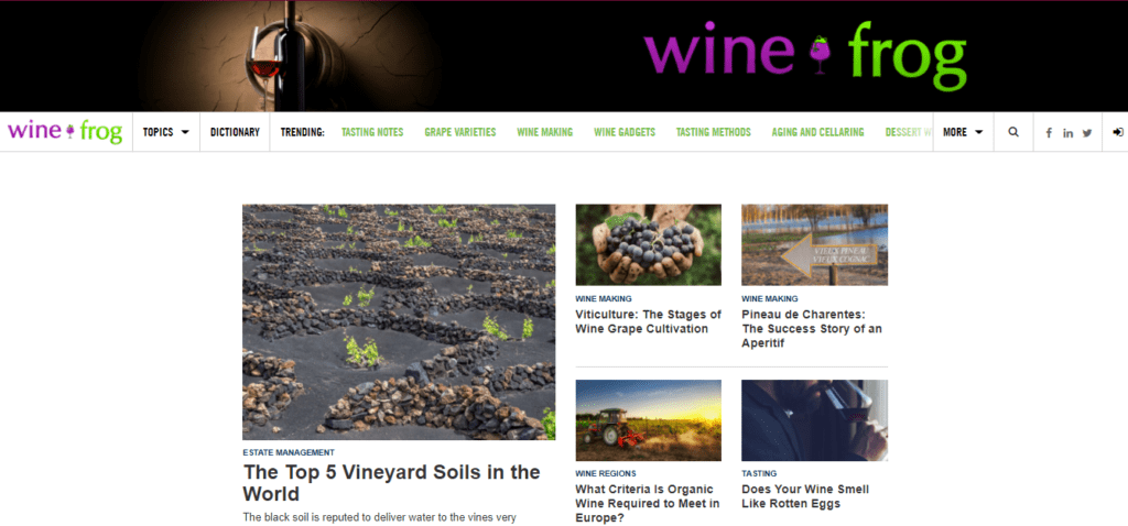WineFrog的主頁,在那裏你可以獲得付費寫作