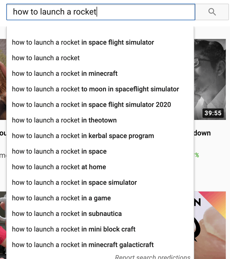 Youtube搜索如何發射火箭的建議