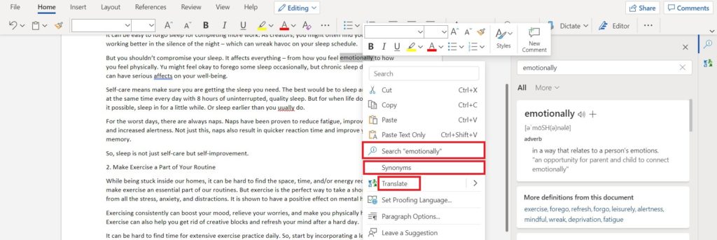 Microsoft Word語法檢查器關鍵功能