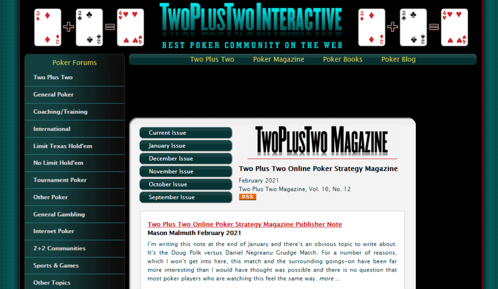 TwoPlusTwo的主頁，在那裏你可以獲得寫作的報酬